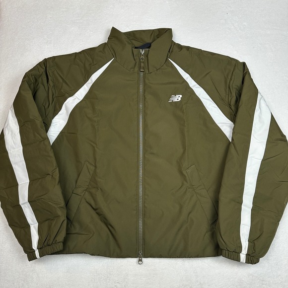 New Balance Other - New Balance NB Water Defy Puffer Jacket Olive Green White Athletic Size S